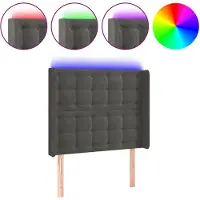 vidaXL Hoofdbord LED 93x16x118/128 cm fluweel donkergrijs