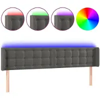 vidaXL Hoofdbord LED 183x16x78/88 cm fluweel donkergrijs