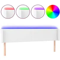 vidaXL Hoofdbord LED 203x16x78/88 cm kunstleer wit