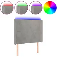vidaXL Hoofdbord LED 83x16x118/128 cm fluweel lichtgrijs