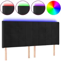 vidaXL Hoofdbord LED 183x16x118/128 cm fluweel zwart