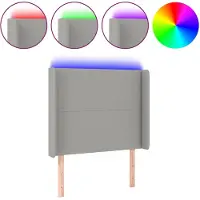 vidaXL Hoofdbord LED 93x16x118/128 cm stof lichtgrijs