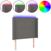 vidaXL Hoofdbord LED 83x16x118/128 cm kunstleer grijs