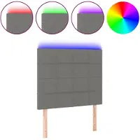 vidaXL Hoofdbord LED 90x5x118/128 cm stof donkergrijs