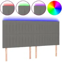 vidaXL Hoofdbord LED 200x5x118/128 cm stof donkergrijs