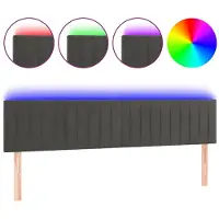 vidaXL Hoofdbord LED 160x5x78/88 cm fluweel donkergrijs