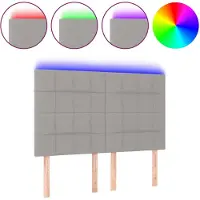 vidaXL Hoofdbord LED 144x5x118/128 cm stof lichtgrijs