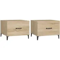 vidaXL Salontafel 2 st met metalen poten 50x50x40 cm sonoma eikenkleur