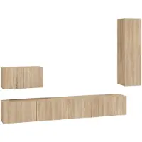 vidaXL 4-delige Tv-meubelset bewerkt hout sonoma eikenkleurig