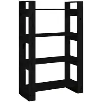 vidaXL Boekenkast/kamerscherm 80x35x125 cm massief grenenhout zwart
