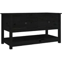 vidaXL Salontafel 102x49x55 cm massief grenenhout zwart