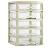 Forte Plastics Plasticforte Ladeblokje/bureau organizer 5x lades - beige/transparant - L18 x B21 x H28 cm - plastic - Ladeblok