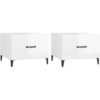 vidaXL Salontafels 2 st met metalen poten 50x50x40 cm hoogglans wit