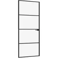 vidaXL Binnendeur 83x201,5 cm gehard glas en aluminium smal zwart