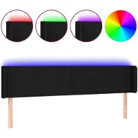vidaXL Hoofdbord LED 183x16x78/88 cm stof zwart