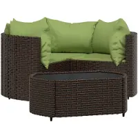 vidaXL 4-delige loungeset voor de tuin met kussens, bruin, van polyrotan