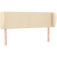 vidaXL Hoofdbord met randen 147x23x78/88 cm stof crèmekleurig
