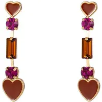 Go Dutch Label Oorknoppen heart drop stone Fuchsia