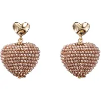 Go Dutch Label Oorknoppen full on beads hartje Beige