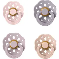 BIBS Boheme Fopspeen set 4 stuks Dusty Blue,Dusky Lilac,Blossom,Blush 0-6 maanden maat 1