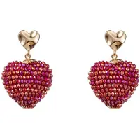 Go Dutch Label Oorknoppen full on beads hartje Fuchsia