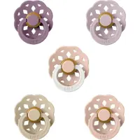 BIBS Boheme Fopspeen set 5 stuks Dusky Lilac,Dusty Blue,Blush,Vanilla en Night Glow Blush 0-6 maanden maat 1