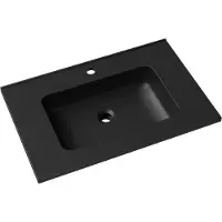 Linie Vano enkele wastafel Mat Zwarte composietmarmer 70 x 46 cm
