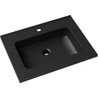 Linie Vano enkele wastafel Mat Zwarte composietmarmer 60 x 46 cm