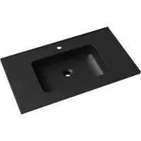 Linie Vano enkele wastafel mat zwarte composietmarmer 80 x 46 cm
