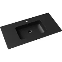 Linie Vano enkele wastafel Mat Zwarte composietmarmer 90 x 46 cm