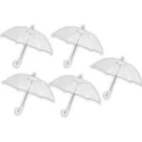 Merkloos 5 stuks Paraplu transparant plastic paraplu's 100 cm - doorzichtige paraplu - trouwparaplu - bruidsparaplu - stijlvol -