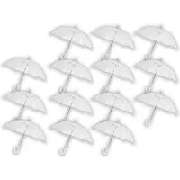 Merkloos 14 stuks Paraplu transparant plastic paraplu's 100 cm - doorzichtige paraplu - trouwparaplu - bruidsparaplu - stijlvol -