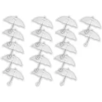 Merkloos 17 stuks Paraplu transparant plastic paraplu's 100 cm - doorzichtige paraplu - trouwparaplu - bruidsparaplu - stijlvol -