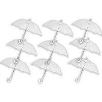 Merkloos 9 stuks Paraplu transparant plastic paraplu's 100 cm - doorzichtige paraplu - trouwparaplu - bruidsparaplu - stijlvol -