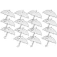 Merkloos 15 stuks Paraplu transparant plastic paraplu's 100 cm - doorzichtige paraplu - trouwparaplu - bruidsparaplu - stijlvol -