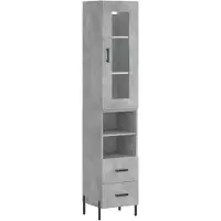 vidaXL Hoge kast 34,5x34x180 cm bewerkt hout betongrijs