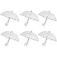 Merkloos 6 stuks Paraplu transparant plastic paraplu's 100 cm - doorzichtige paraplu - trouwparaplu - bruidsparaplu - stijlvol -