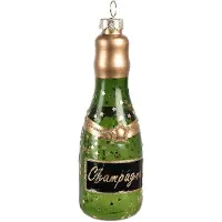Clayre & Eef Kersthanger Fles 12 cm Groen Glas Kerstboomversiering Groen Kerstboomversiering