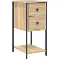 vidaXL Nachtkastje 32x42x70 cm bewerkt hout sonoma eikenkleurig
