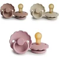 Frigg DAISY Fopspeen set 3 stuks Baby Pink,Cream en Powder Blush 0-6 maand