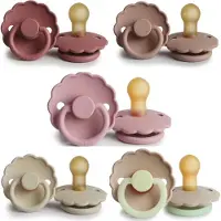 Frigg DAISY Fopspeen set 5 stuks Powder Blush,Baby Pink,Blush,Cream en Croissant Night Glow 6-18 maand