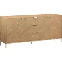 Sweeek Dressoir 2 deuren 3 lades houtdecor visgraatmotief 160cm Naturel