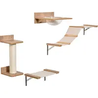 PawHut 4-delige Klimwand voor katten met Hangmat Lichtbruin Sisal Acryl Hout