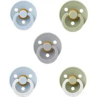 BIBS fopspenen 6-18 maand set 5 stuks Sage, Sky Blue,Cloud,Baby Blue Night Glow en Sage Night Glow maat 2