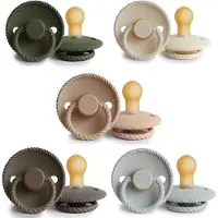 Frigg ROPE Fopspeen set 5 stuks Olive,Portobello,Cream,Croissant en Silver Gray 0-6 maand
