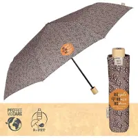 Perletti GREEN Eco Duurzame Opvouwbare Paraplu voor Vrouwen - Vouwparaplu Organisch Natuurlijk Houten Handvat met Handmatige Opening - Lichtgewicht Windbestendige Reisparaplu (Bruin met Witte Bloemen)