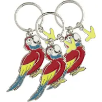 Nature Planet Metalen sleutelhanger van een rode papegaai - Set van 6x stuks - 5 cm - Dieren cadeau artikelen - Kinderen