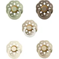 BIBS Boheme Fopspeen set 5 stuks Dark Oak Glow,Vanilla, Sage, Ivory en Vanilla Glow 0-6 maanden maat 1