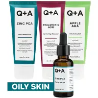 QA Oily Skin - Reinigingsgel 1x 125 Ml & Exfoliant 1x 75 Ml & Gezichtsserum 1x 30 Ml & Moisturiser 1x 75 Ml - Pakket