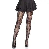 Leg avenue - Seamless Floral Lace Net panty - Zwart